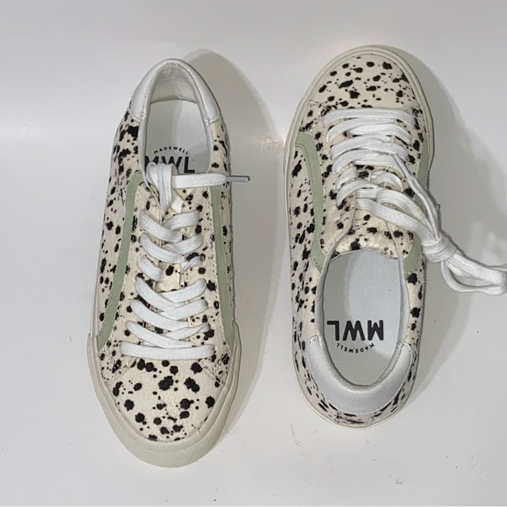 Madewell Sidewalk Lace Up Sneakers Spatter-Painted Calf Hair New Women’s 5.5